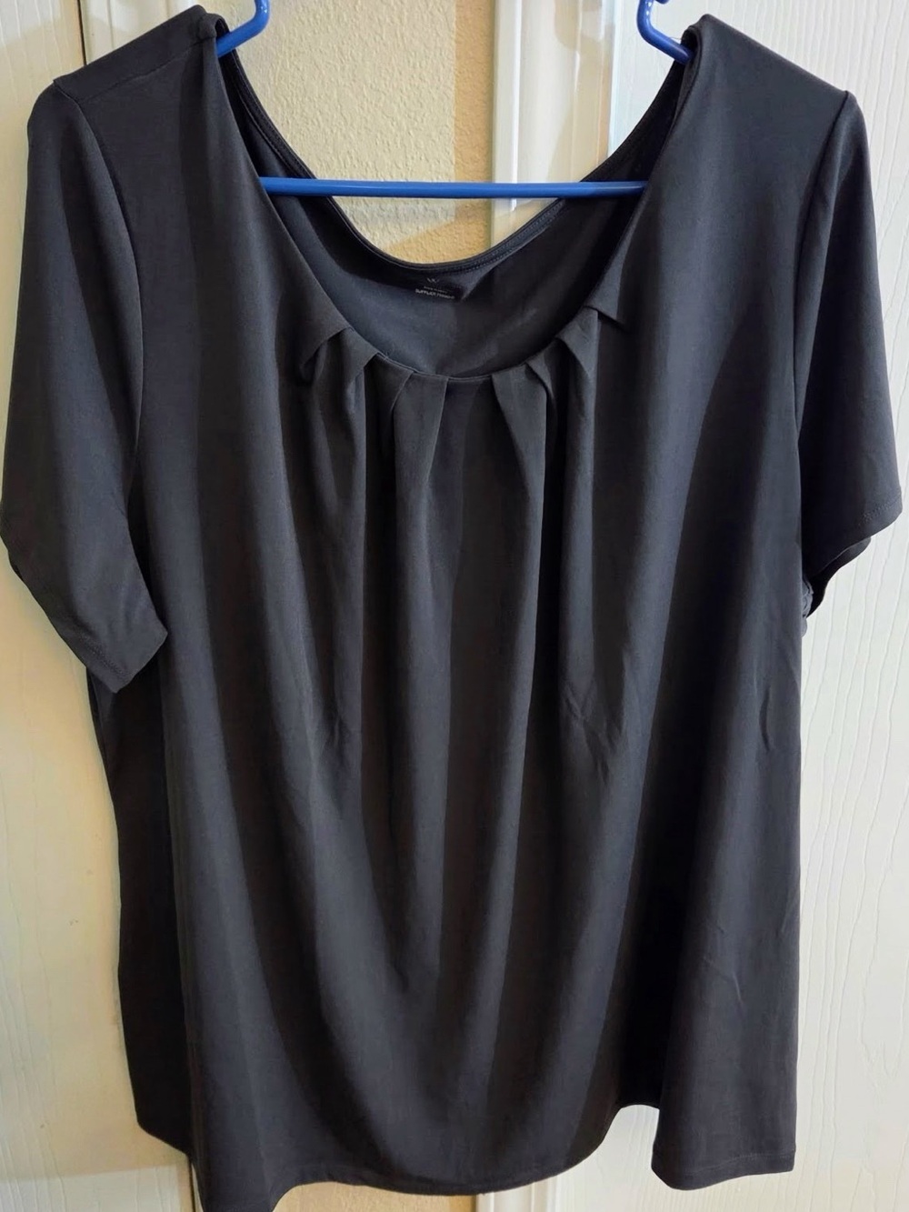 🔥🏷️Worthington Gray Short Sleeve Pleated Scoop Neck Blouse Plus Size 3X